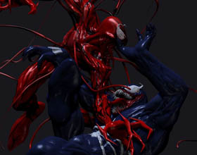 Carnage vs Venom红蓝毒液厮打模型设计