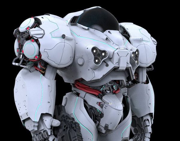 未来人类机甲,作战机甲,星际争霸2机枪兵模型设计