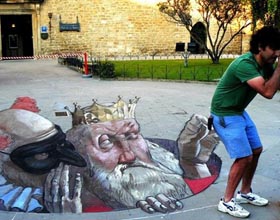 逼真又诡异的3D街头涂鸦作品欣赏（图）