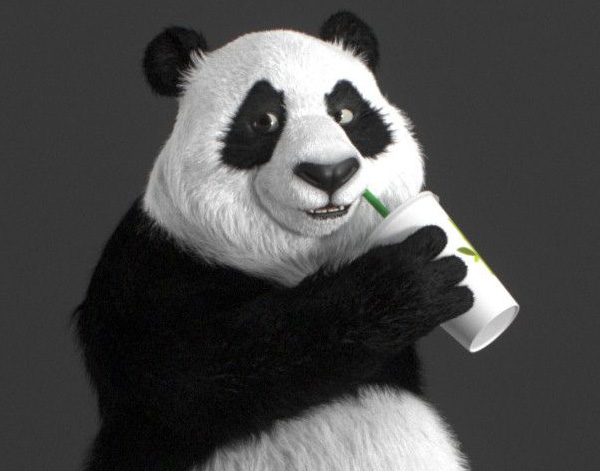 国宝熊猫喝冷饮
