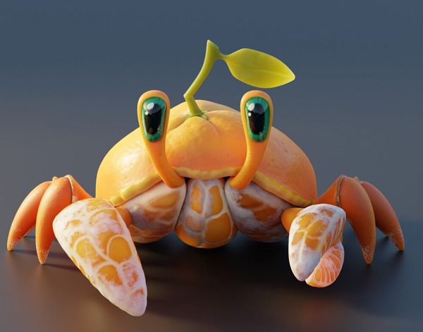 创意橙子螃蟹