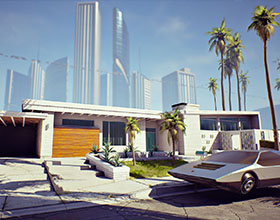 未来世界房屋+悬浮车设计