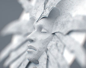 锈迹斑斑的太阳女神雕塑