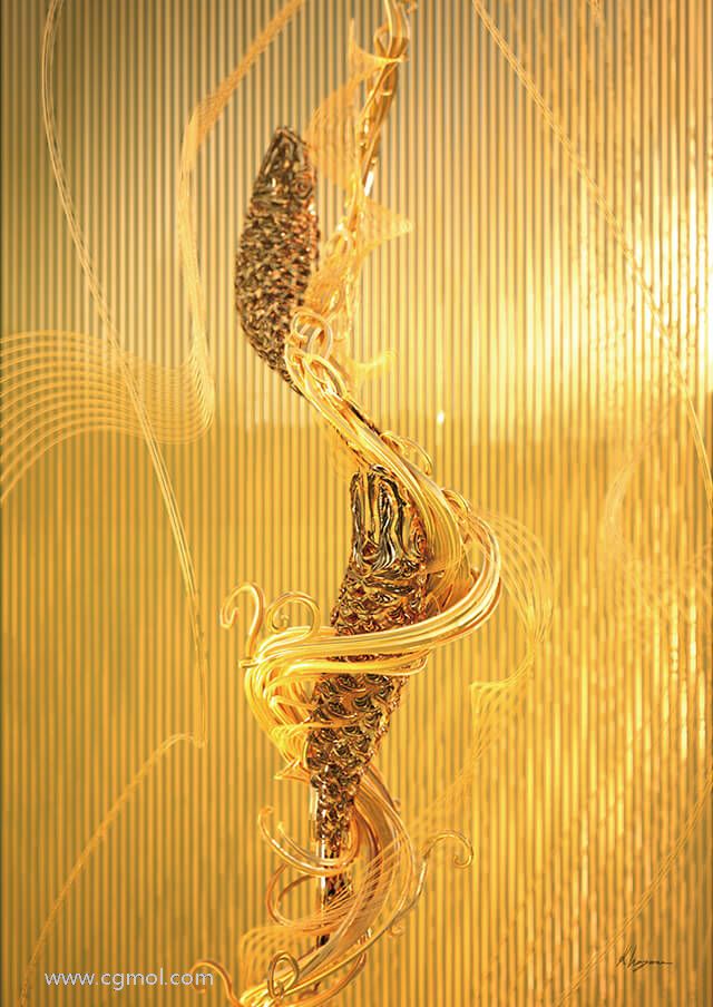 双金鲤装饰品模型雕刻设计分析