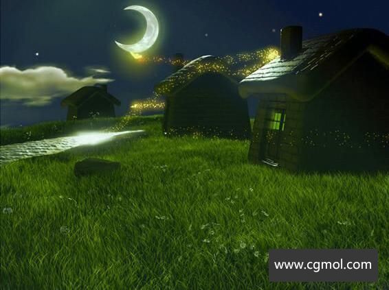 Maya如何渲染明月星空下的童话乡村效果