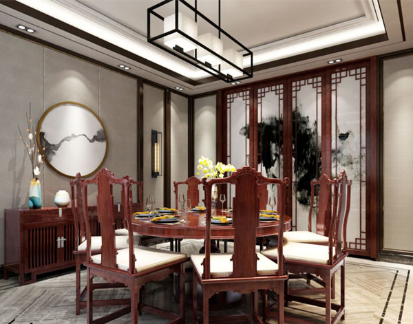 新中式客餐厅卧室设计