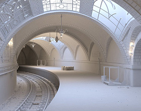 欧式地铁隧道入口及部分场景模型