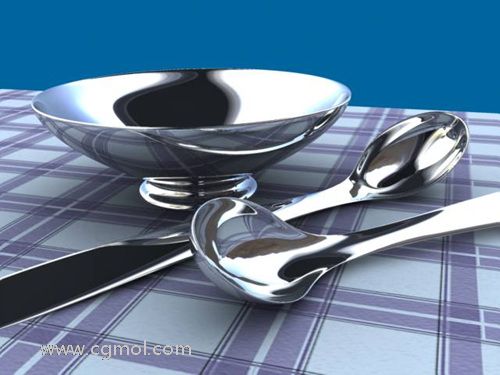 max之不锈钢碗,勺子,VRAY渲染出图实例教程(1)