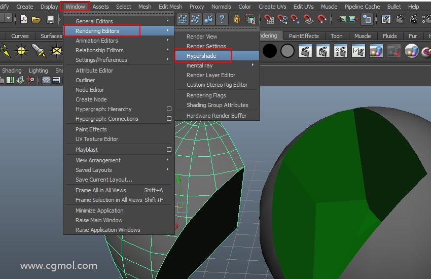 窗口>渲染编辑器> Hypershade