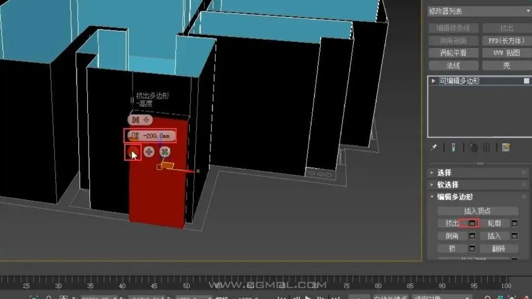 max导入CAD图纸制作三维室内布局门窗效果