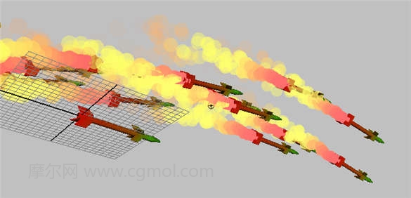Maya怎么制作导弹发射尾部的火焰拖尾效果