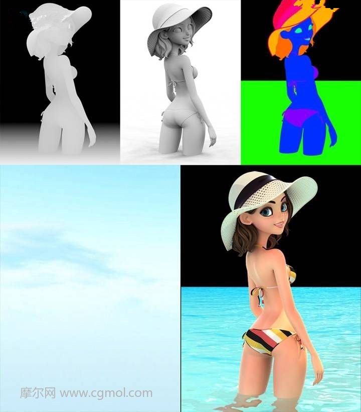 MAYA制作夏天海滩卡通女孩模型的理念知识